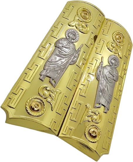 1911 grips san judas st. jude full size government ambi cut gold plated 1911 grips san judas st. jude full size government ambi cut gold plated