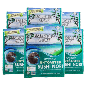emerald cove, organic untoasted nori sheets package, 10 count sheets, pacific nori, 0.9 oz (pack of 6)